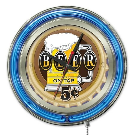 Beer 5 Cents 15 Double Neon Wall Clock