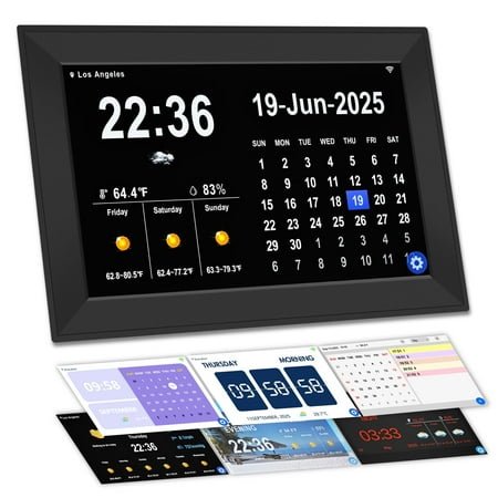 Bgitf 10.1 Inch Large Touchscreen WiFi Clock for Seniors, 64 Custom Alarms & Schedules, 7-Day Weather, Auto Time/Date, No App Needed