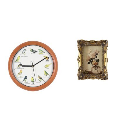 Bird Clock Wall Clock Ornate Picture Frame Handcrafted Resin for Hallway Bedroom Housewarming Gift