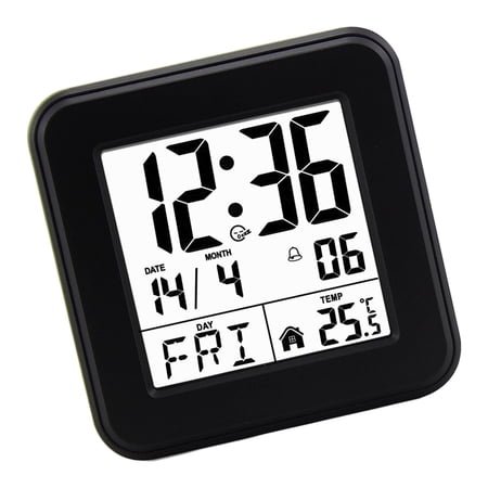 Black Digital Alarm Clock with Touch Snoozes and Backlit Light for Students and Home Use