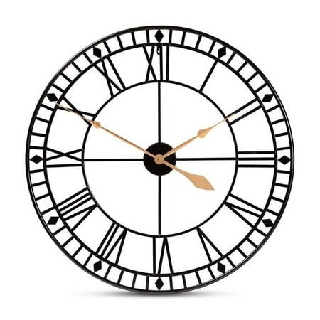 Bowery Hill Contemporary Black and Gold Finished Metal Wall Clock