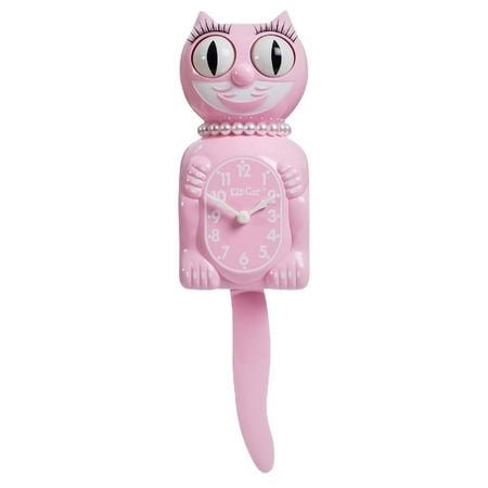 Bubblegum Pink Lady Kit Cat Clock 15.5 Full Size Kit-Cat Klock with Moving Eyes and Tail Retro Style