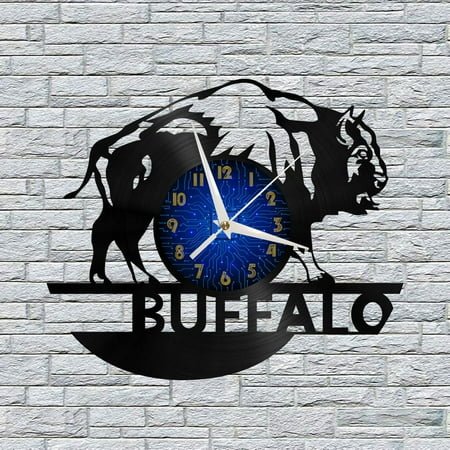 Buffalo 12 Inch Vinyl Record Wall Clock - Silent, Creative, and Unique Clock for Living Room, Entryway, or Bedroom Decor - Perfect Gift Idea(12 inchs B without LED)