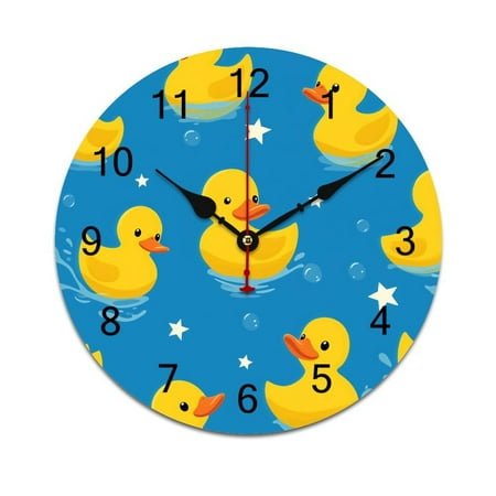 Bunch of Rubber Ducks Time Decorative Wall Clocks Round Large Wall Watch Bedroom Home Decor 10in