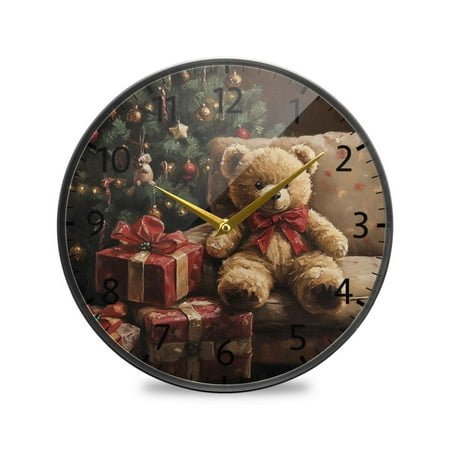 BZSMCE Wall Clock Acrylic Size：9.5*9.5in/11.9*11.9in Holiday Teddy Moments Design Pattern Clock
