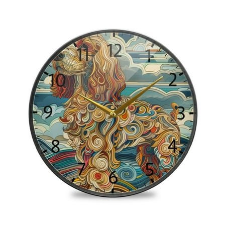 BZSMCE Wall Clock Acrylic Size：9.5*9.5in/11.9*11.9in Whimsical Canine in Waves Design Pattern Clock