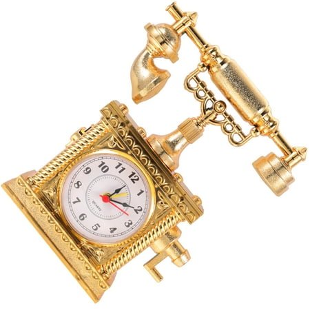 Children Toy Kids Simulated Telephone Digital Alarm Clock Decor Vintage Antique Office Golden