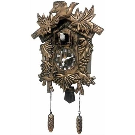 Chiming Cookoo Clock Brown Vintage Bird Flapping Cuckoo Clocks Volume Adjustable Coo Coo Clocks Wall Decoration Battery Operated Pendulum Cuckoo Clock for Home Living Room Office
