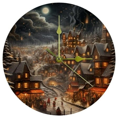 Christmas retro Acrylic Circular Wall Clock - Sleek Design, Silent Sweep - Modern Decor for Home or Office - 12 inch Diameter