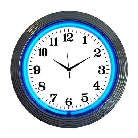 Chrome blue standard neon clock