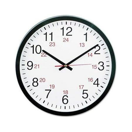 CintBllTer 10441 - 24-Hour Round Wall Clock, 12.5in, Black