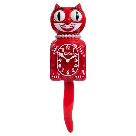 Classic Red Lady Kit Cat Clock 15.5 Full Size Kit-Cat Klock with Moving Eyes and Tail Retro Style