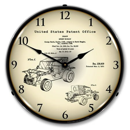 Collectable Sign and Clock 1971 George Barris Sport Buggy Patent LED Lighted Premium Wall Clock