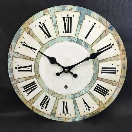 COSMOBETTY Vintage French Country Style Wooden Wall Clock Assorted Color 1Pcs 12.97X12.97X1.18in For Home Decor