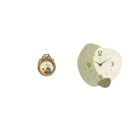 CoudarTitie Vintage Ornate Round Photo Frame and Silent Cartoon Wall Clock European Decorative Display for Wedding Kitchen Office Farmhouse Gift Ideas
