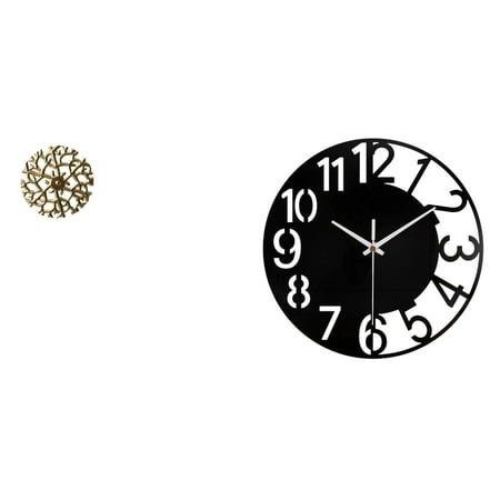 CoudarTitie Wall Hanging Sculpture Metal Wall Decor Hanging Sculpture Decorative Disc Large Acrylic Wall Clock Silent Modern Design By Leaves And Round S