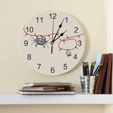 Crab Pocket Watch With Retro Lines Wall Clock Large Modern Kitch Dinning Round Wall Clocks Bedroom Silt Hanging Watch