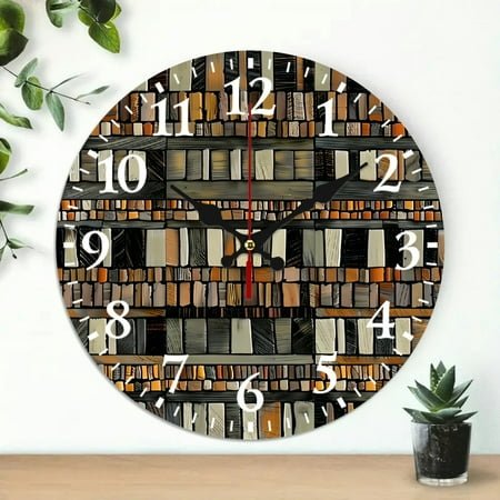 Creowell Textured Metal Wood Wall Clock 10 Inch Frameless Design 10x10in