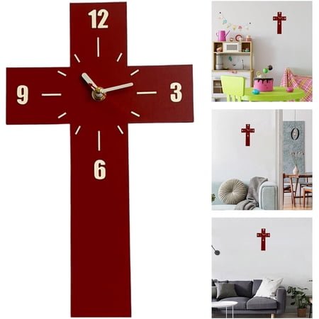 Cross Wall Clock,Silents Wall Clocks,Battery Operated Modern Wall Decor for Living Room Kitchen Office Housewarming Gift(1Pcs)