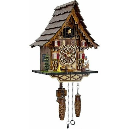 Cuckoo Clock for Wall Art: 12 Melodies, Volume Control, Night Mode, Germany Style Black Forest Retro Traditional Handcrafted Wooden House Home Decor, Gifts for Family (8.75 X 23inch)
