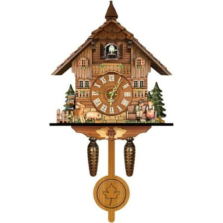 Cuckoo Wall Clock Antique Wooden Pendulum Clock For Farmhouse Decor Traditional Retro Style Hanging Clock