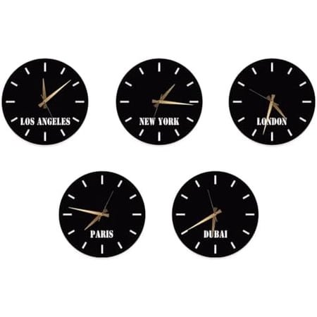 Custom Metal Wall Clock Set, Silent Steel Wall Clocks for Office and Home, Modern Black Minimalist Clock Trio, New Home Gift, Wall Time Zone Decor$$Home Decor, Kitchen, & Other