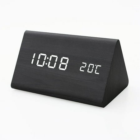 DAYBETTER Wooden Alarm Clock for Bedrooms, Digital Clocks with Date and Temperature, Battery and USB Operated Easy to Set Alarm Clock for Heavy Sleepers