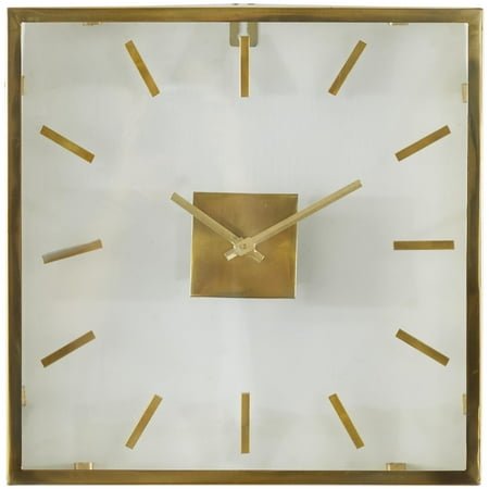 DecMode 16 Gold Stainless Steel Metal Wall Clock with Clear Face