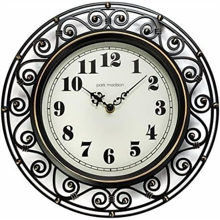 Decorative Iron Style Wall Clock 12 Inch Silent Battery Operated Vintage Elegant Retro Clocks for Living Room Decor, Kitchen Office Dining Room Bedroom School Classroom (13736)$$