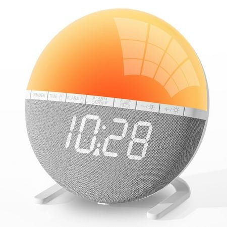 DEIKAL Wake Up Light Sunrise Alarm Clock for Kids, Adults, Heavy Sleepers, Bedroom, Sunlight Alarm Clock with Sunrise Simulation, Snooze, 7 Ringtones, Sleep Aid, 9 Colors Night Light, Ideal for Gift