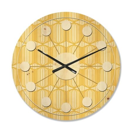 Designart 'Ornamental Retro Design III' Mid-Century Modern Wood Wall Clock