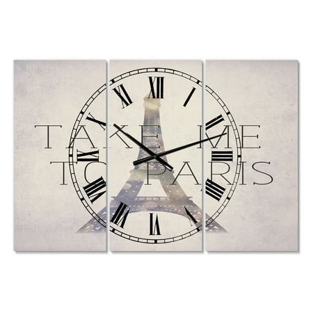Designart 'Take Me To Paris' Large Traditional Wall Clock