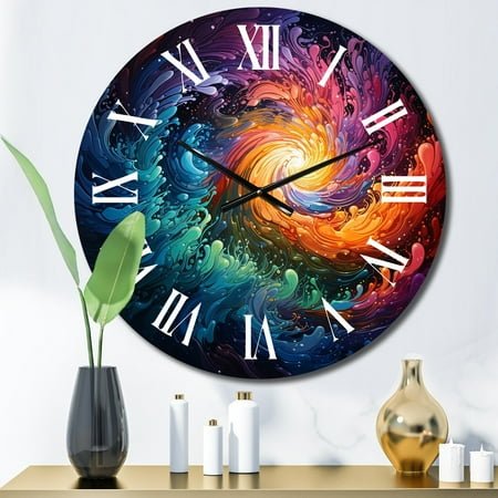 Designart Vibrant Rotation I Abstract Spirals Oversized Wall Clock