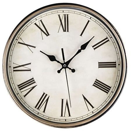 DESIGNICE 30cm Silent Quartz Battery Operated,Modern Timekeeper Vintage Roman Numeral Wall Clock