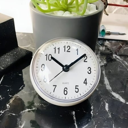 DESIGNICE Alarm Clock,Mini Suction Cup Wall Clock Bathroom Anti Fog Clock Kitchen Bathroom Clock Small Quartz Clock Table Clock,Alarm Clocks For Bedrooms,Digital Clock