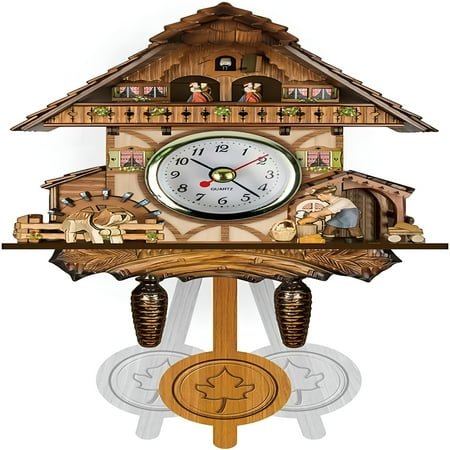 DESIGNICE Cuckoo Clock,Wooden Coo Coo Clock With Pendulum,Vintage Wooden Wall Clock For Living Room Home Kitchen Decor