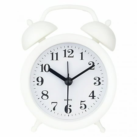 DESIGNICE Loud Alarm Clock for Heavy Sleepers,Silent Non-Ticking Quartz,Twin Bell Analog Alarm Clocks for Bedrooms Bedside - White