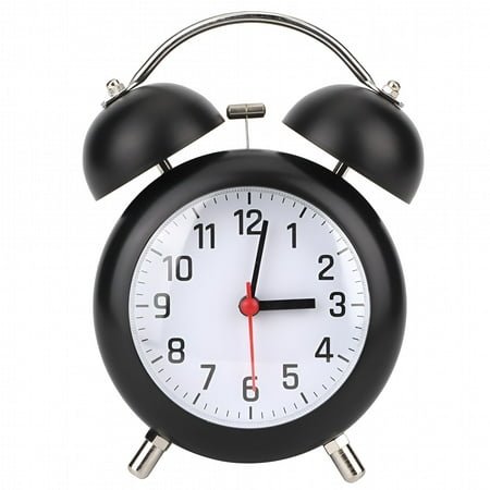 DESIGNICE Mechanical Clock,3.5in Mute Metal Alarm Clock with Night Light Manual Wind Up Double Twin Bell Clock