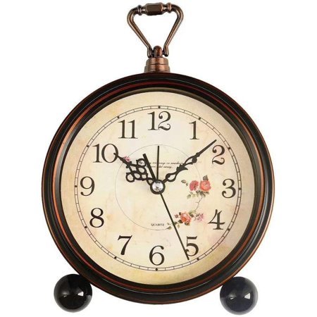 DESIGNICE Vintage Alarm Clock,Analog Silent Small Bedside Desk Clock Battery Operated for Table Living Room Decor Shelf Gift Clock (Classic)