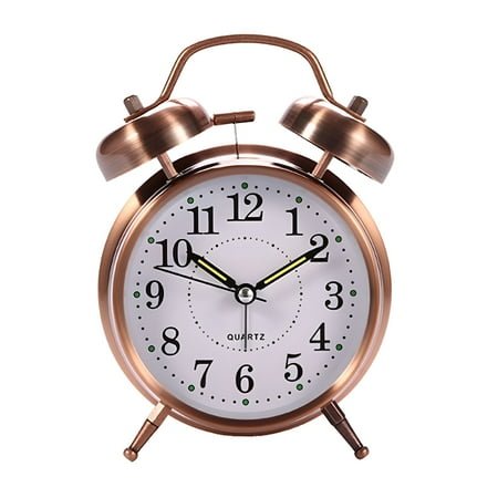DESIGNICE Vintage Alarm Clock Extra Loud Twin Bell Retro Clock - Copper Metal