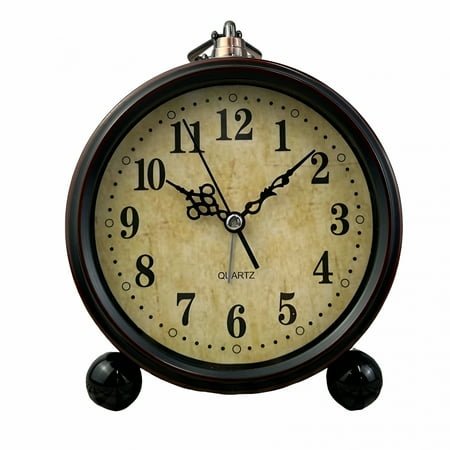 DESIGNICE Vintage Table Clock Battery Operated, Mantel Clock for Living Room Fireplace Decor, Silent Metal Desk Clock, Farmhouse Shelf Clock