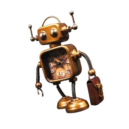 Desk Clock Table Robot Clock Silents Metal Desktop Clocks for Office Home Bedroom Decors Quartzs None Ticking Clocks