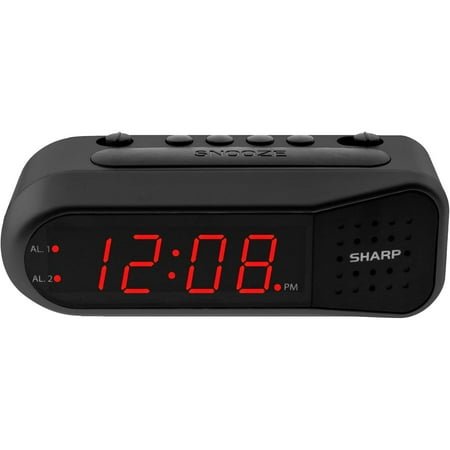 Digital Alarm Clock – Black Case with Red LEDs - Ascending Alarm Grows Increasing Louder, Gentle Wake Up Experience, Dual Alarm - Battery Back-up, Easy to Use with Simple Operation