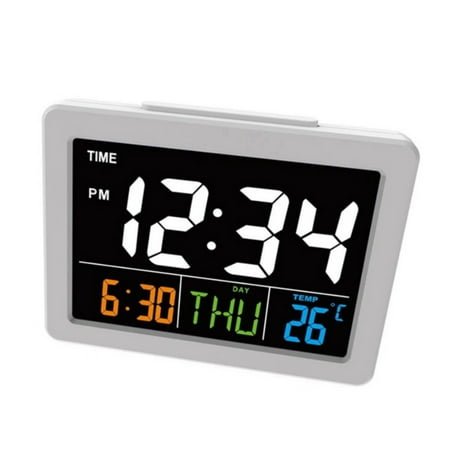 Digital Alarm Clock, LCD Large Screen Desktop Clock Time Date Temperature Display Decorative Wake-up Light Clock for Bedroom Office