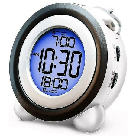Digital Alarm Clock,Time Date Display Twin Bell Very Loud for Heavy Sleepers Dual Alarm Blue Backlight for Teens,