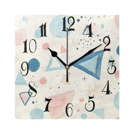 Digital Illustration Dots Wall Clock Decorative Square Silent Non-Ticking Operated Clocks Aesthetic for Bedroom Living Room