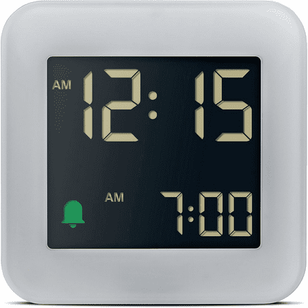 Digital Travel Alarm Clock with Snooze, Compact Size, Negative LCD Display, Quick Set,Crescendo Beep Alarm in Grey, Model BC08G.