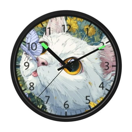 DIXRUYEE Voice Activated LED Night Wall Clock Size:12in Kitten's Tender Moment Pattern