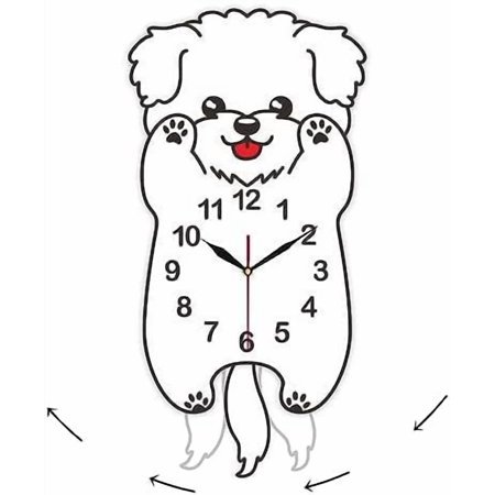 Dog Pendulum Wall Clock, DIY Wall Clock with Pendulum, Modern Silent Battery Operated Easy to Assemble Analog Funny Dog Clock with Moving Tail for Kids Room Living Room Dog Lovers Gifts
