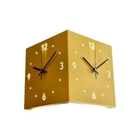 Double Sided Corner Wall Clocks with Led Light Modern Decorative Wall Clocks for Bedroom Living Room Home Decorations